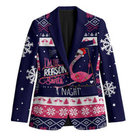 Flamingo I Am The Reason Santa Has A Naughty Christmas Blazer Xmas Holiday Patterns - Wonder Print Shop