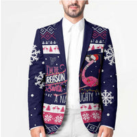 Flamingo I Am The Reason Santa Has A Naughty Christmas Blazer Xmas Holiday Patterns - Wonder Print Shop