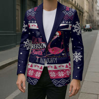 Flamingo I Am The Reason Santa Has A Naughty Christmas Blazer Xmas Holiday Patterns - Wonder Print Shop