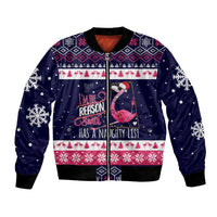 Flamingo I Am The Reason Santa Has A Naughty Christmas Bomber Jacket Xmas Holiday Patterns - Wonder Print Shop