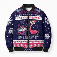 Flamingo I Am The Reason Santa Has A Naughty Christmas Bomber Puffer Jacket Xmas Holiday Patterns - Wonder Print Shop