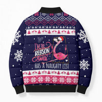 Flamingo I Am The Reason Santa Has A Naughty Christmas Bomber Puffer Jacket Xmas Holiday Patterns - Wonder Print Shop