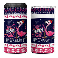 Flamingo I Am The Reason Santa Has A Naughty Christmas 4 in 1 Can Cooler Tumbler Xmas Holiday Patterns - Wonder Print Shop