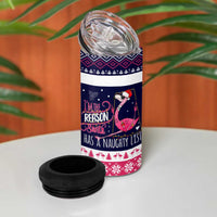 Flamingo I Am The Reason Santa Has A Naughty Christmas 4 in 1 Can Cooler Tumbler Xmas Holiday Patterns - Wonder Print Shop