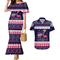 Flamingo I Am The Reason Santa Has A Naughty Christmas Couples Matching Mermaid Dress and Hawaiian Shirt Xmas Holiday Patterns - Wonder Print Shop