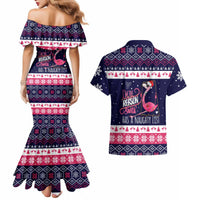 Flamingo I Am The Reason Santa Has A Naughty Christmas Couples Matching Mermaid Dress and Hawaiian Shirt Xmas Holiday Patterns - Wonder Print Shop