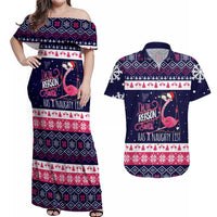 Flamingo I Am The Reason Santa Has A Naughty Christmas Couples Matching Off Shoulder Maxi Dress and Hawaiian Shirt Xmas Holiday Patterns - Wonder Print Shop