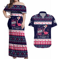 Flamingo I Am The Reason Santa Has A Naughty Christmas Couples Matching Off Shoulder Maxi Dress and Hawaiian Shirt Xmas Holiday Patterns - Wonder Print Shop