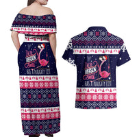 Flamingo I Am The Reason Santa Has A Naughty Christmas Couples Matching Off Shoulder Maxi Dress and Hawaiian Shirt Xmas Holiday Patterns - Wonder Print Shop