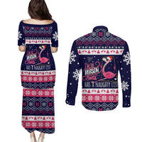 Flamingo I Am The Reason Santa Has A Naughty Christmas Couples Matching Puletasi and Long Sleeve Button Shirt Xmas Holiday Patterns - Wonder Print Shop
