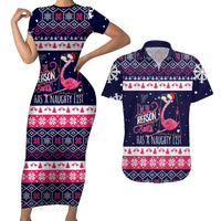 Flamingo I Am The Reason Santa Has A Naughty Christmas Couples Matching Short Sleeve Bodycon Dress and Hawaiian Shirt Xmas Holiday Patterns - Wonder Print Shop