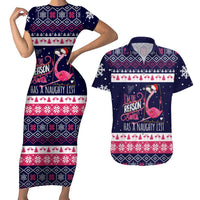 Flamingo I Am The Reason Santa Has A Naughty Christmas Couples Matching Short Sleeve Bodycon Dress and Hawaiian Shirt Xmas Holiday Patterns - Wonder Print Shop