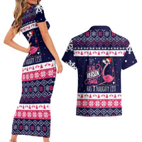 Flamingo I Am The Reason Santa Has A Naughty Christmas Couples Matching Short Sleeve Bodycon Dress and Hawaiian Shirt Xmas Holiday Patterns - Wonder Print Shop