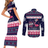 Flamingo I Am The Reason Santa Has A Naughty Christmas Couples Matching Short Sleeve Bodycon Dress and Long Sleeve Button Shirt Xmas Holiday Patterns - Wonder Print Shop