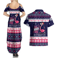 Flamingo I Am The Reason Santa Has A Naughty Christmas Couples Matching Summer Maxi Dress and Hawaiian Shirt Xmas Holiday Patterns - Wonder Print Shop