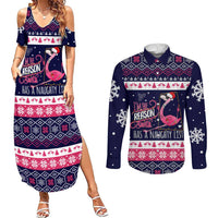 Flamingo I Am The Reason Santa Has A Naughty Christmas Couples Matching Summer Maxi Dress and Long Sleeve Button Shirt Xmas Holiday Patterns - Wonder Print Shop