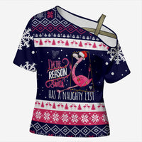 Flamingo I Am The Reason Santa Has A Naughty Christmas Cross Shoulder Shirt Xmas Holiday Patterns - Wonder Print Shop