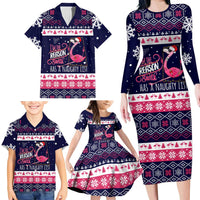Flamingo I Am The Reason Santa Has A Naughty Christmas Family Matching Long Sleeve Bodycon Dress and Hawaiian Shirt Xmas Holiday Patterns - Wonder Print Shop