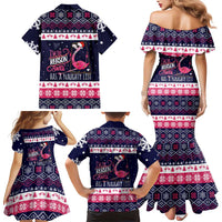 Flamingo I Am The Reason Santa Has A Naughty Christmas Family Matching Mermaid Dress and Hawaiian Shirt Xmas Holiday Patterns - Wonder Print Shop