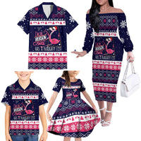 Flamingo I Am The Reason Santa Has A Naughty Christmas Family Matching Off The Shoulder Long Sleeve Dress and Hawaiian Shirt Xmas Holiday Patterns - Wonder Print Shop