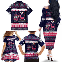 Flamingo I Am The Reason Santa Has A Naughty Christmas Family Matching Off The Shoulder Long Sleeve Dress and Hawaiian Shirt Xmas Holiday Patterns - Wonder Print Shop