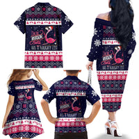 Flamingo I Am The Reason Santa Has A Naughty Christmas Family Matching Off The Shoulder Long Sleeve Dress and Hawaiian Shirt Xmas Holiday Patterns - Wonder Print Shop