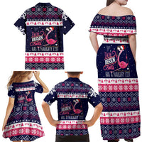 Flamingo I Am The Reason Santa Has A Naughty Christmas Family Matching Off Shoulder Maxi Dress and Hawaiian Shirt Xmas Holiday Patterns - undefined