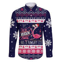 Flamingo I Am The Reason Santa Has A Naughty Christmas Family Matching Off Shoulder Maxi Dress and Hawaiian Shirt Xmas Holiday Patterns - undefined