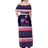 Flamingo I Am The Reason Santa Has A Naughty Christmas Family Matching Off Shoulder Maxi Dress and Hawaiian Shirt Xmas Holiday Patterns - undefined