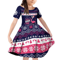 Flamingo I Am The Reason Santa Has A Naughty Christmas Family Matching Off Shoulder Short Dress and Hawaiian Shirt Xmas Holiday Patterns - Wonder Print Shop