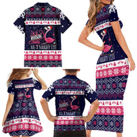 Flamingo I Am The Reason Santa Has A Naughty Christmas Family Matching Short Sleeve Bodycon Dress and Hawaiian Shirt Xmas Holiday Patterns - Wonder Print Shop