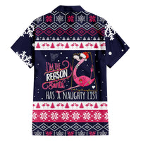 Flamingo I Am The Reason Santa Has A Naughty Christmas Family Matching Short Sleeve Bodycon Dress and Hawaiian Shirt Xmas Holiday Patterns - Wonder Print Shop