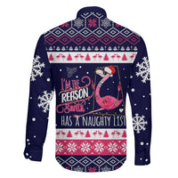 Flamingo I Am The Reason Santa Has A Naughty Christmas Family Matching Short Sleeve Bodycon Dress and Hawaiian Shirt Xmas Holiday Patterns - Wonder Print Shop