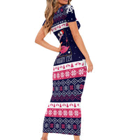Flamingo I Am The Reason Santa Has A Naughty Christmas Family Matching Short Sleeve Bodycon Dress and Hawaiian Shirt Xmas Holiday Patterns - Wonder Print Shop