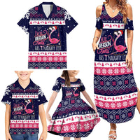 Flamingo I Am The Reason Santa Has A Naughty Christmas Family Matching Summer Maxi Dress and Hawaiian Shirt Xmas Holiday Patterns - Wonder Print Shop