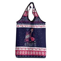 Flamingo I Am The Reason Santa Has A Naughty Christmas Grocery Bag Xmas Holiday Patterns - Wonder Print Shop