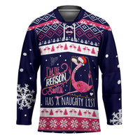 Flamingo I Am The Reason Santa Has A Naughty Christmas Hockey Jersey Xmas Holiday Patterns - Wonder Print Shop