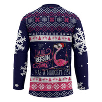 Flamingo I Am The Reason Santa Has A Naughty Christmas Hockey Jersey Xmas Holiday Patterns - Wonder Print Shop