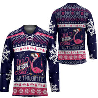 Flamingo I Am The Reason Santa Has A Naughty Christmas Hockey Jersey Xmas Holiday Patterns - Wonder Print Shop