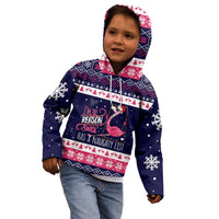 Flamingo I Am The Reason Santa Has A Naughty Christmas Kid Hoodie Xmas Holiday Patterns - Wonder Print Shop