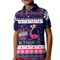 Flamingo I Am The Reason Santa Has A Naughty Christmas Kid Polo Shirt Xmas Holiday Patterns - Wonder Print Shop