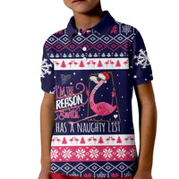 Flamingo I Am The Reason Santa Has A Naughty Christmas Kid Polo Shirt Xmas Holiday Patterns - Wonder Print Shop