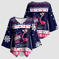 Flamingo I Am The Reason Santa Has A Naughty Christmas Kimono Sleeve Blouse Xmas Holiday Patterns - Wonder Print Shop