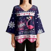 Flamingo I Am The Reason Santa Has A Naughty Christmas Kimono Sleeve Blouse Xmas Holiday Patterns - Wonder Print Shop