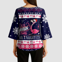 Flamingo I Am The Reason Santa Has A Naughty Christmas Kimono Sleeve Blouse Xmas Holiday Patterns - Wonder Print Shop