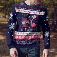 Flamingo I Am The Reason Santa Has A Naughty Christmas Ugly Christmas Sweater Xmas Holiday Patterns - Wonder Print Shop