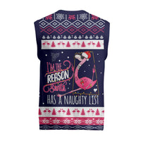 Flamingo I Am The Reason Santa Has A Naughty Christmas Knitted V-Neck Vest Xmas Holiday Patterns - Wonder Print Shop