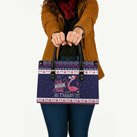 Flamingo I Am The Reason Santa Has A Naughty Christmas Leather Bag Xmas Holiday Patterns - Wonder Print Shop