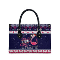 Flamingo I Am The Reason Santa Has A Naughty Christmas Leather Bag Xmas Holiday Patterns - Wonder Print Shop