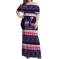 Flamingo I Am The Reason Santa Has A Naughty Christmas Off Shoulder Maxi Dress Xmas Holiday Patterns - Wonder Print Shop